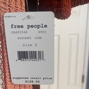 Free People Sunset Com Knit Sweater - Warm Orange